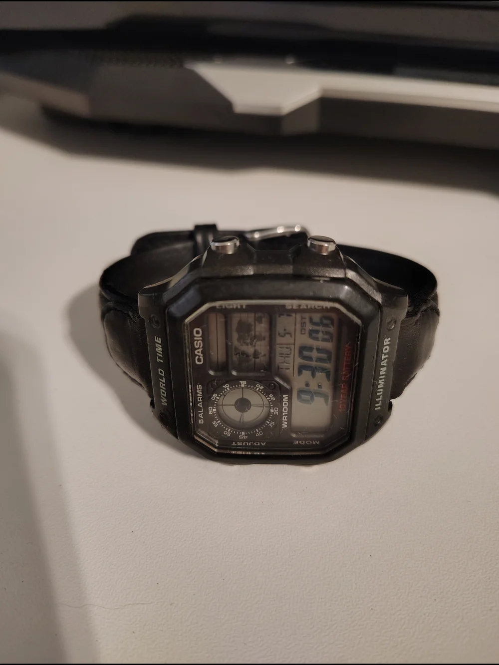 Casio Black Digital Sport Watch with Leather Strap